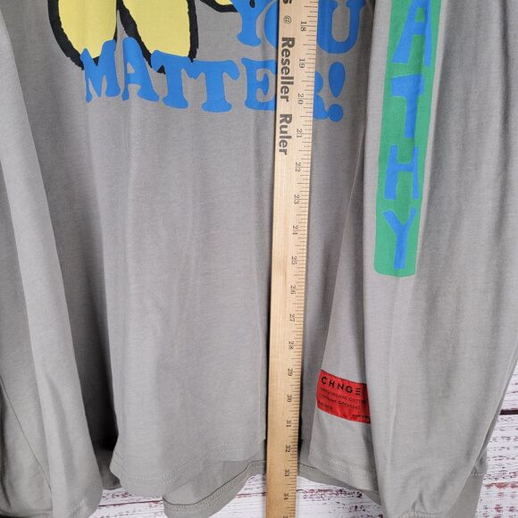 CHNGE Organic Cotton T Shirt Mens Size 3XL L/S "...You Matter!" Logo Tee Gray - Picture 2 of 8